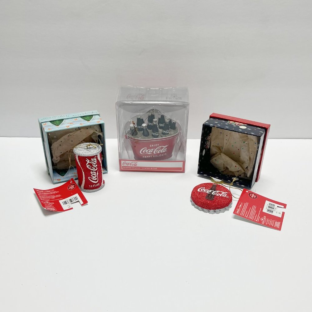 Lot of 3 Kurt Adler Coca-Cola Christmas Ornaments - NWT